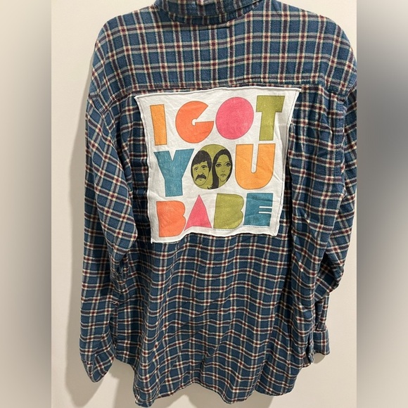 I Got You Babe Upcycled Flannel - Picture 2 of 7